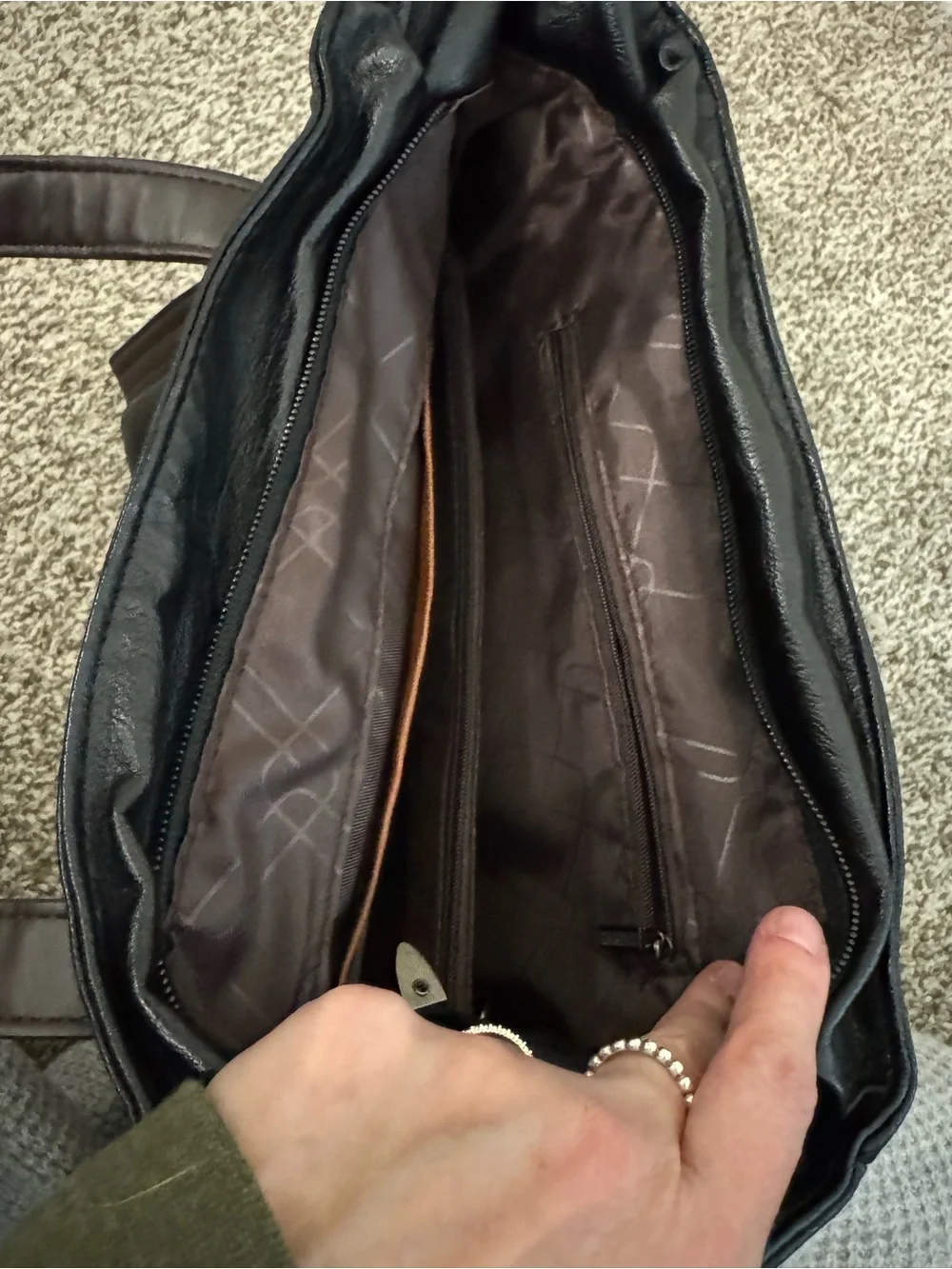 Structured Black Leather Tote with Detachable Strap